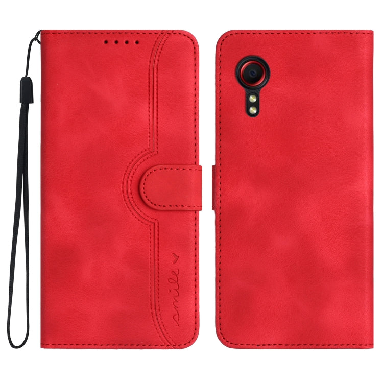 For Samsung Galaxy Xcover 5 Heart Pattern Skin Feel Leather Phone Case