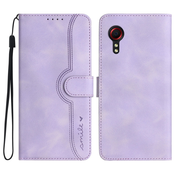 For Samsung Galaxy Xcover 5 Heart Pattern Skin Feel Leather Phone Case