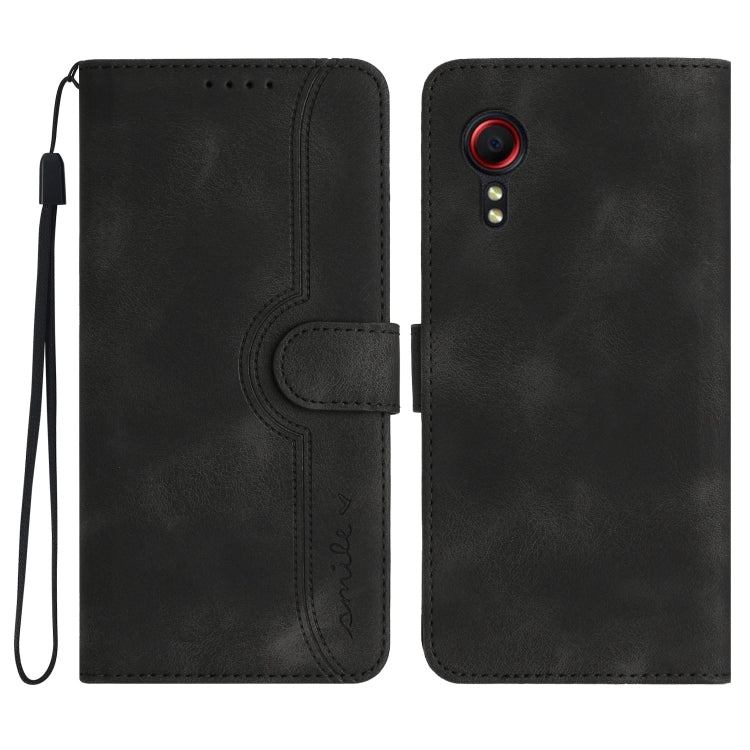 For Samsung Galaxy Xcover 5 Heart Pattern Skin Feel Leather Phone Case