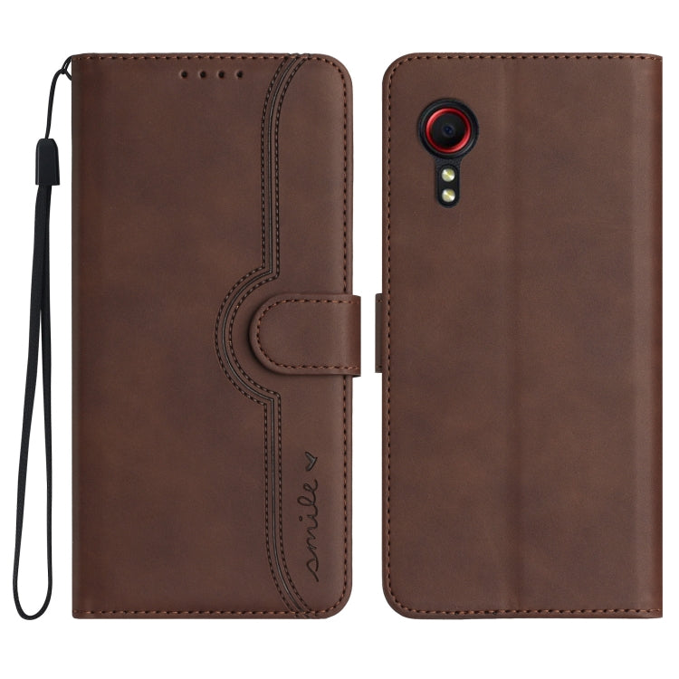 For Samsung Galaxy Xcover 5 Heart Pattern Skin Feel Leather Phone Case
