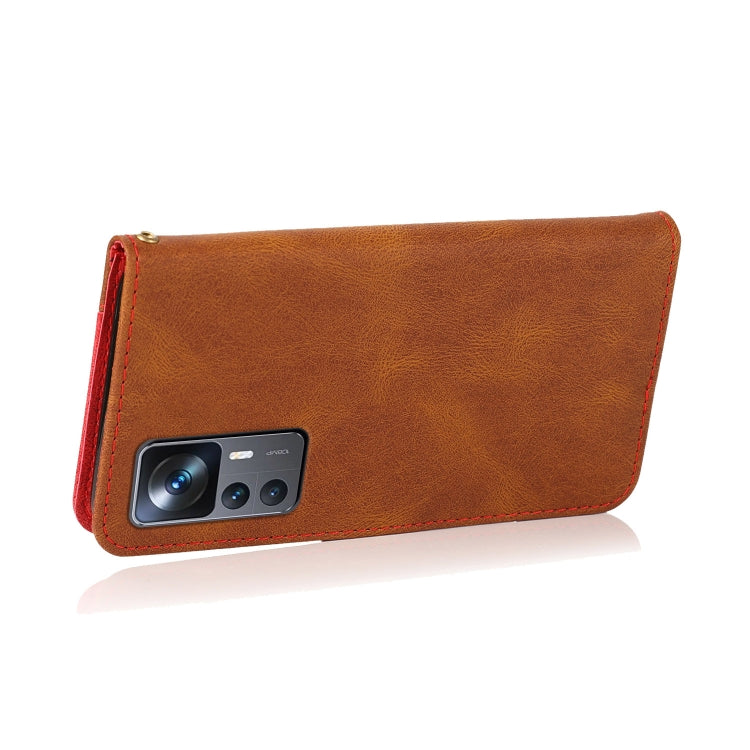 For Xiaomi Redmi K50 Ultra / Xiaomi 12T Pro / 12T Dual-color Stitching Leather Phone Case