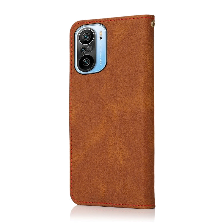 For Xiaomi Redmi K40 Dual-color Stitching Leather Phone Case
