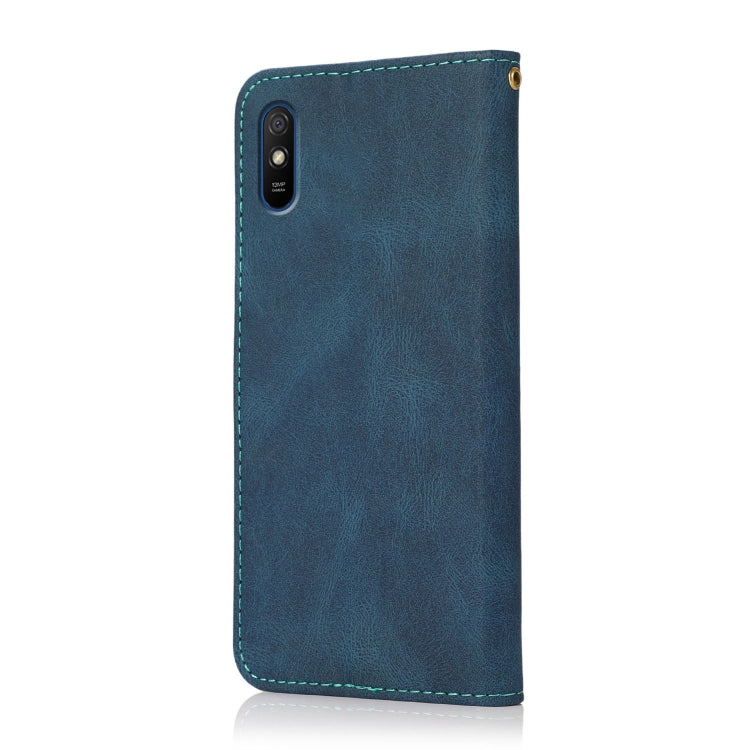 For Xiaomi Redmi 9A Dual-color Stitching Leather Phone Case