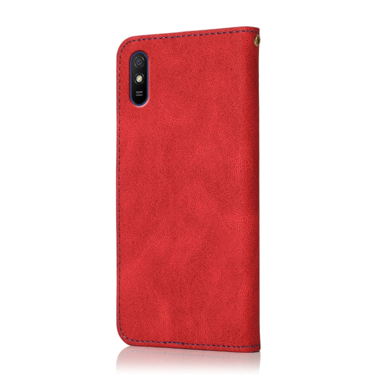 For Xiaomi Redmi 9A Dual-color Stitching Leather Phone Case