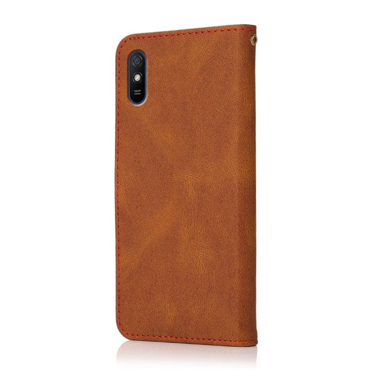 For Xiaomi Redmi 9A Dual-color Stitching Leather Phone Case