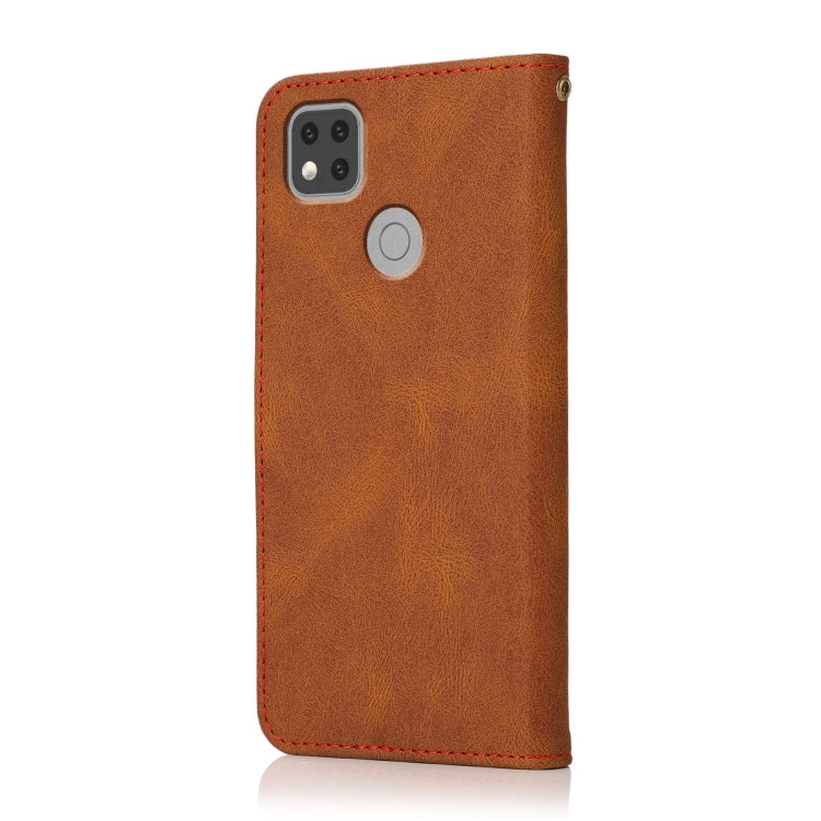 For Xiaomi Redmi 9C Dual-color Stitching Leather Phone Case