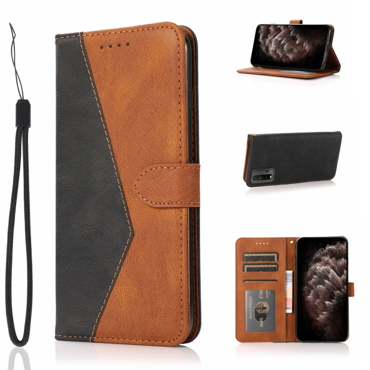 For Xiaomi Redmi 9T Dual-color Stitching Leather Phone Case