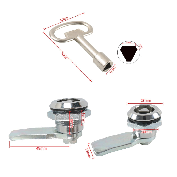 A8169 Triangular Lock Cylinder Cabinet Door Lock with Key