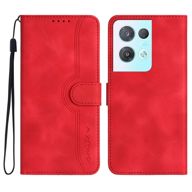 For OPPO Reno8 Pro 5G/Reno8 Pro+ 5G Heart Pattern Skin Feel Leather Phone Case