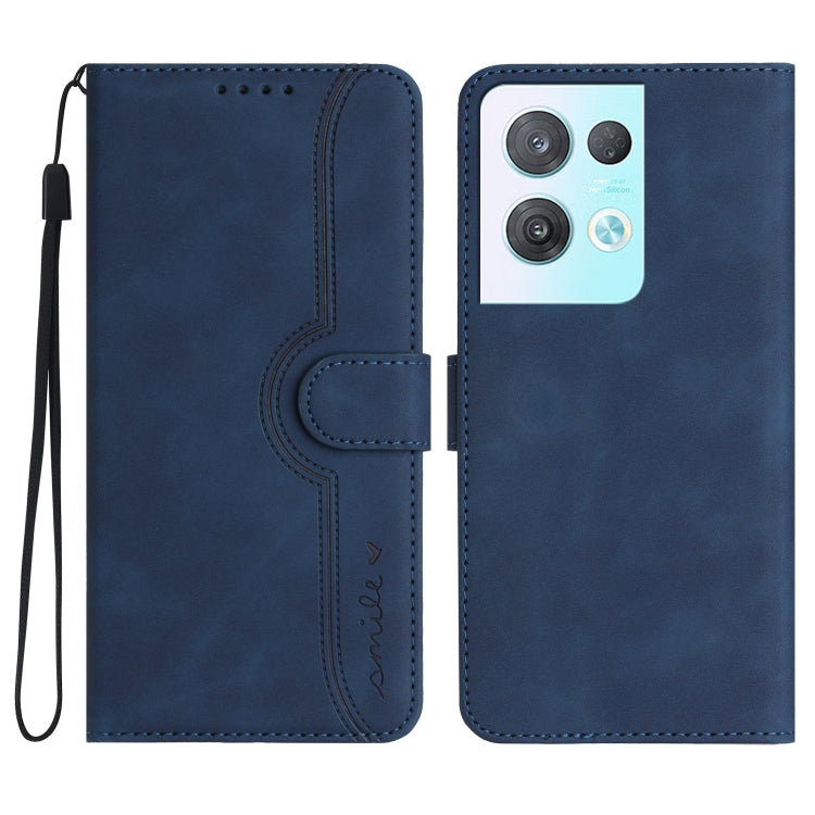 For OPPO Reno8 Pro 5G/Reno8 Pro+ 5G Heart Pattern Skin Feel Leather Phone Case