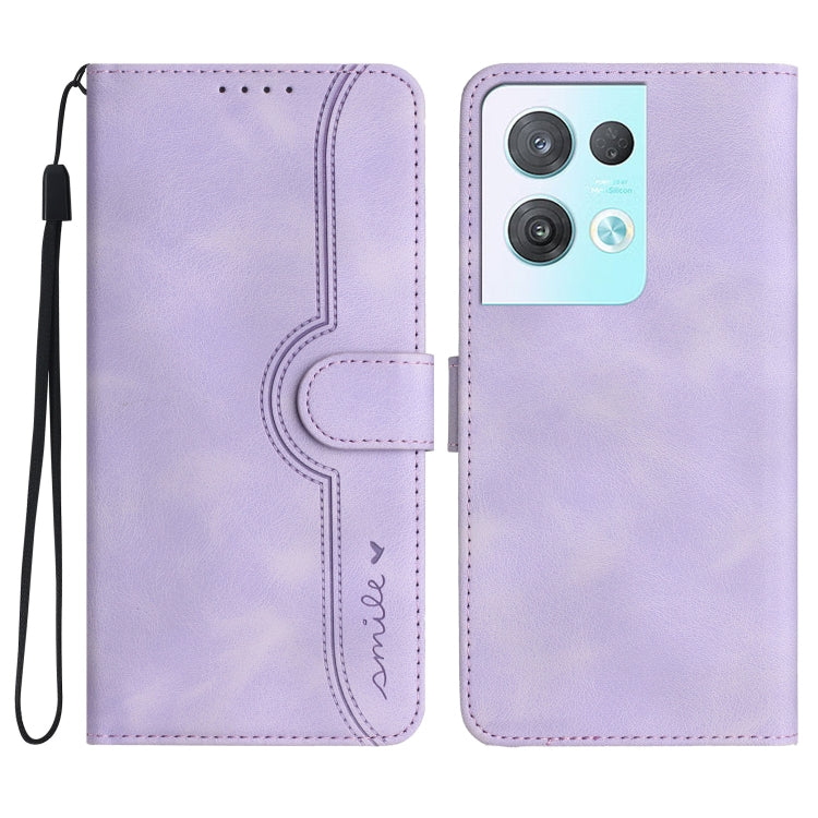 For OPPO Reno8 Pro 5G/Reno8 Pro+ 5G Heart Pattern Skin Feel Leather Phone Case