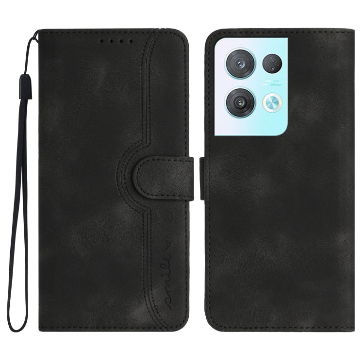 For OPPO Reno8 Pro 5G/Reno8 Pro+ 5G Heart Pattern Skin Feel Leather Phone Case