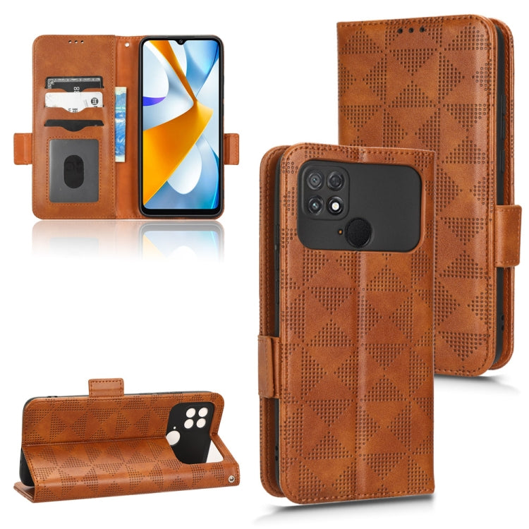For Xiaomi Poco C40 Symmetrical Triangle Leather Phone Case