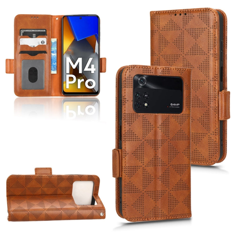 For Xiaomi Poco M4 Pro 4G Symmetrical Triangle Leather Phone Case
