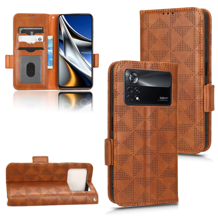 For Xiaomi Poco X4 Pro 5G Symmetrical Triangle Leather Phone Case
