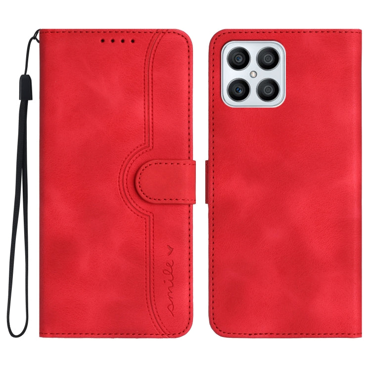 For Honor X8 4G/X30i/Play6T Pro Heart Pattern Skin Feel Leather Phone Case