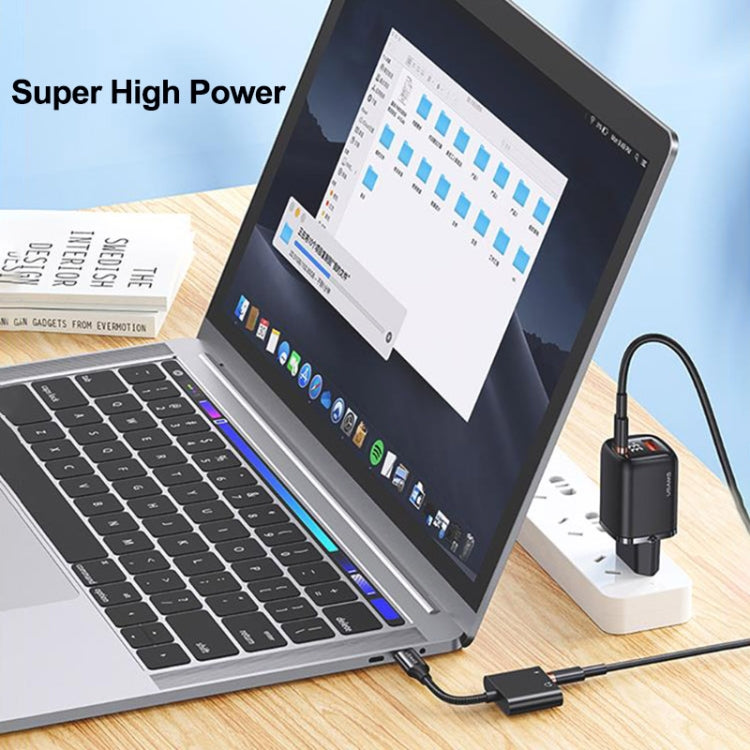 USAMS US-SJ598 AU15 Aluminum Alloy USB-C / Type-C to Type-C + 3.5DC Audio Adapter(Black)