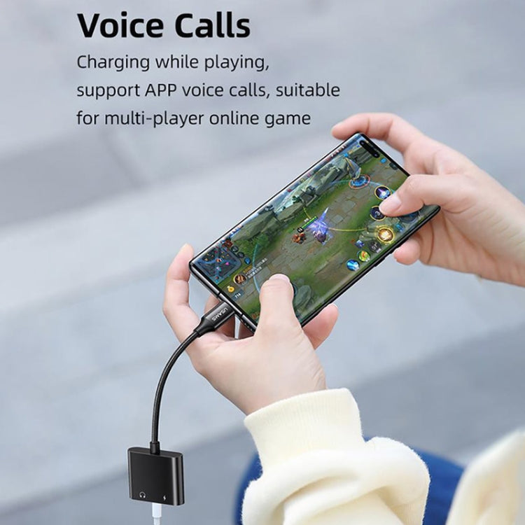 USAMS US-SJ598 AU15 Aluminum Alloy USB-C / Type-C to Type-C + 3.5DC Audio Adapter(Black)
