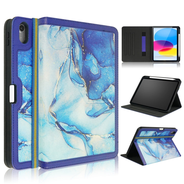 For iPad 10th Gen 10.9 2022 Marble Pattern Stitching Leather Tablet Case