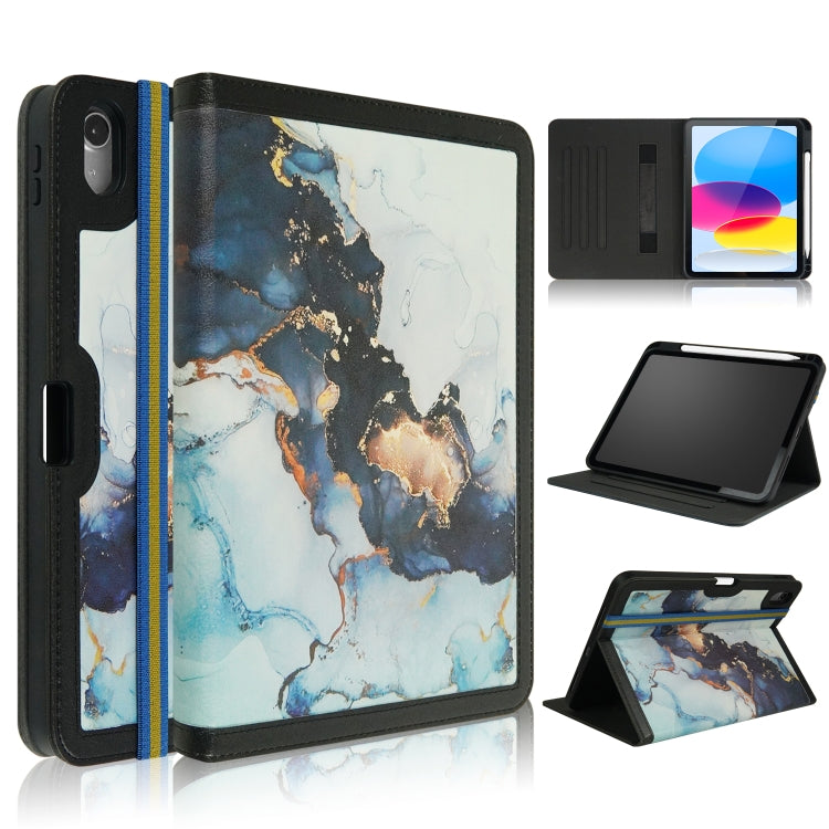 For iPad 10th Gen 10.9 2022 Marble Pattern Stitching Leather Tablet Case