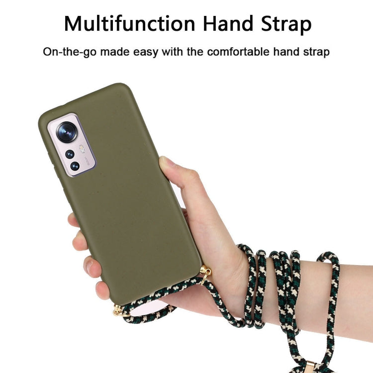 For Xiaomi 12 / 12X Wheat Straw Material + TPU Phone Case with Lanyard