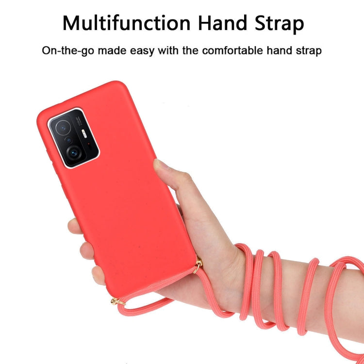 For Xiaomi 11T / 11T Pro Wheat Straw Material + TPU Phone Case with Lanyard