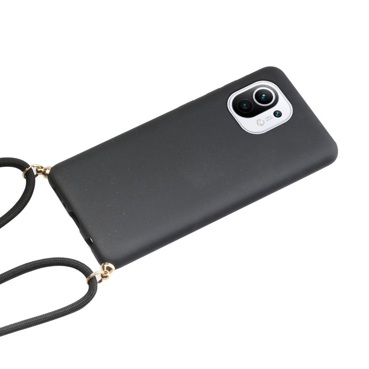 For Xiaomi Mi 11 Lite Wheat Straw Material + TPU Phone Case with Lanyard