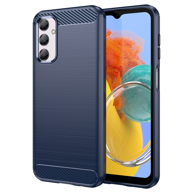 For Samsung Galaxy M14 5G Brushed Texture Carbon Fiber TPU Phone Case