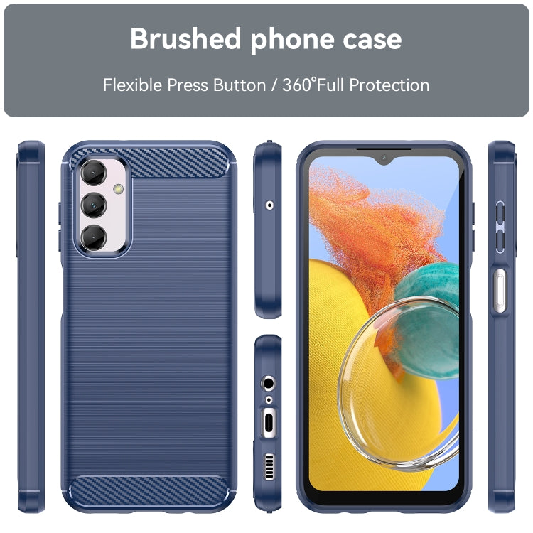 For Samsung Galaxy M14 5G Brushed Texture Carbon Fiber TPU Phone Case