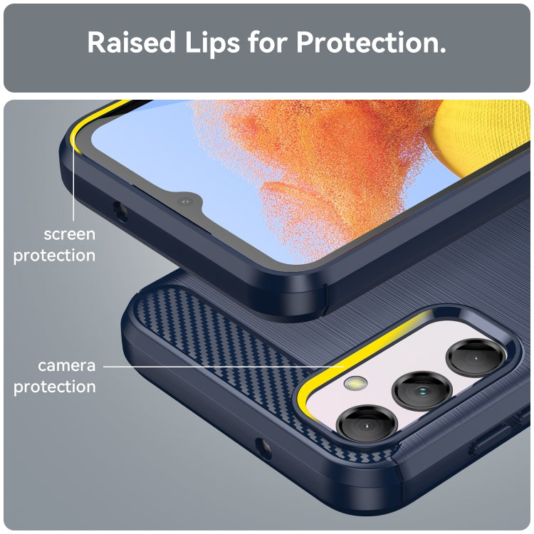For Samsung Galaxy M14 5G Brushed Texture Carbon Fiber TPU Phone Case