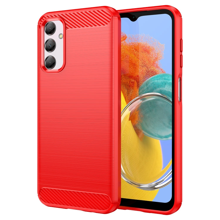 For Samsung Galaxy M14 5G Brushed Texture Carbon Fiber TPU Phone Case