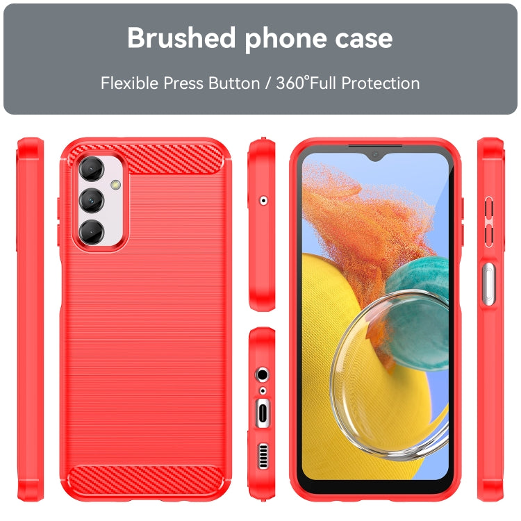 For Samsung Galaxy M14 5G Brushed Texture Carbon Fiber TPU Phone Case