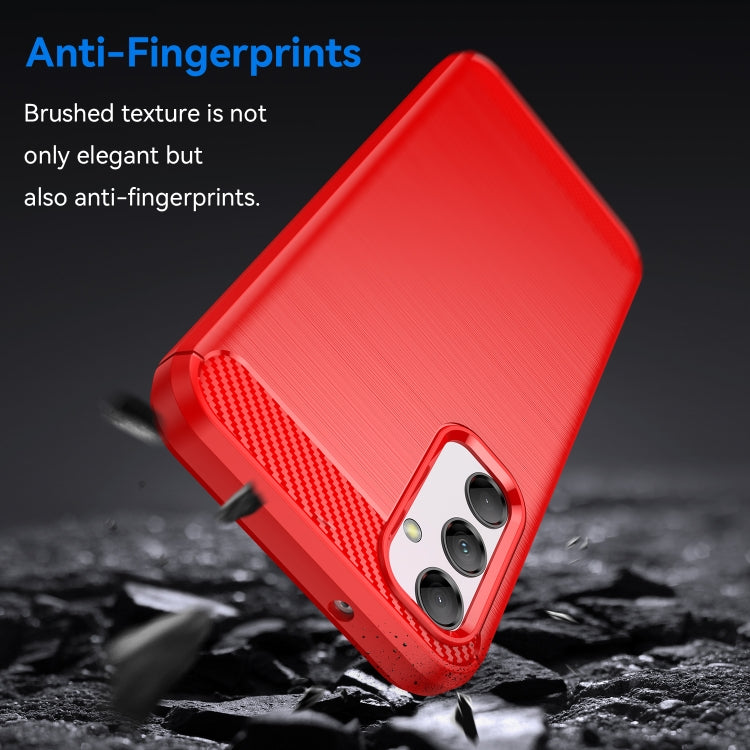 For Samsung Galaxy M14 5G Brushed Texture Carbon Fiber TPU Phone Case