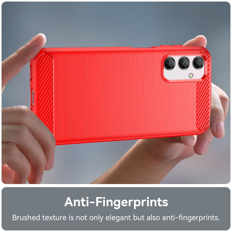 For Samsung Galaxy M14 5G Brushed Texture Carbon Fiber TPU Phone Case