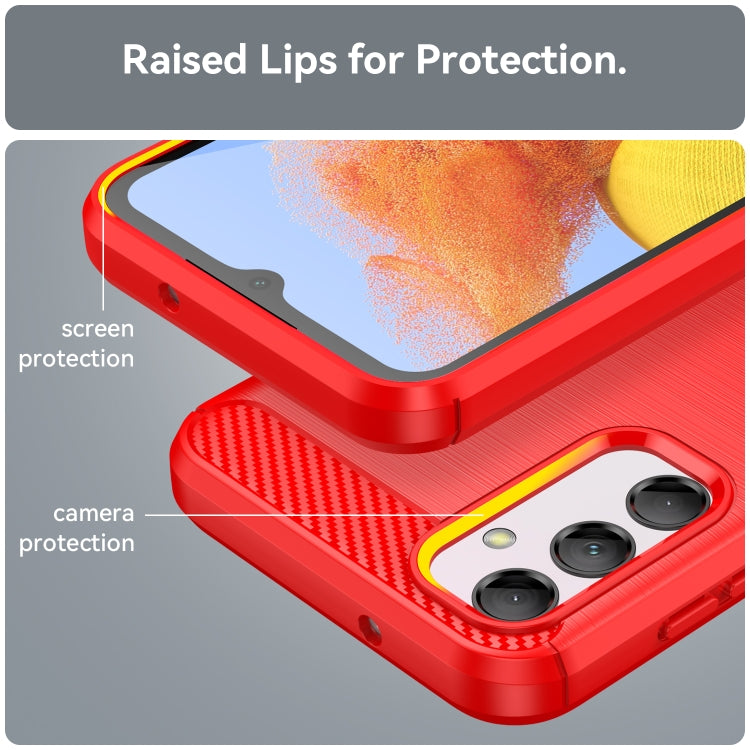 For Samsung Galaxy M14 5G Brushed Texture Carbon Fiber TPU Phone Case