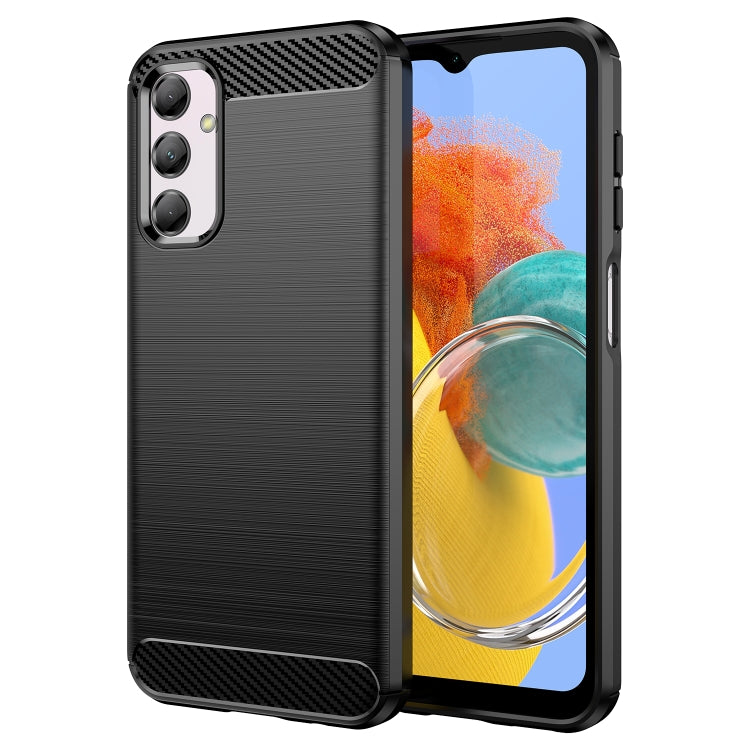 For Samsung Galaxy M14 5G Brushed Texture Carbon Fiber TPU Phone Case