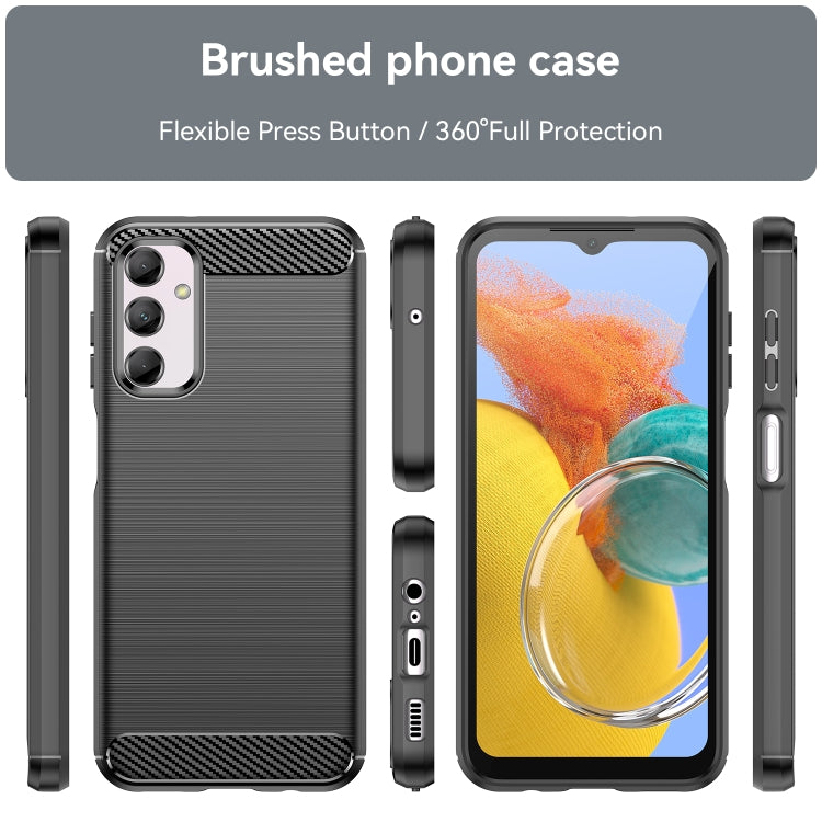 For Samsung Galaxy M14 5G Brushed Texture Carbon Fiber TPU Phone Case