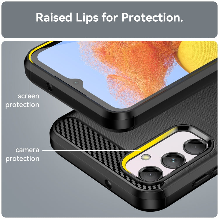 For Samsung Galaxy M14 5G Brushed Texture Carbon Fiber TPU Phone Case
