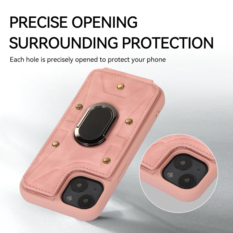 For iPhone 14 Plus Armor Ring Wallet Back Cover Phone Case