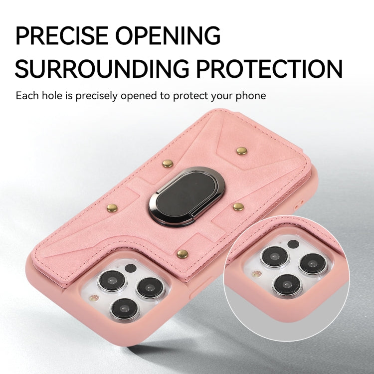 For iPhone 14 Pro Max Armor Ring Wallet Back Cover Phone Case