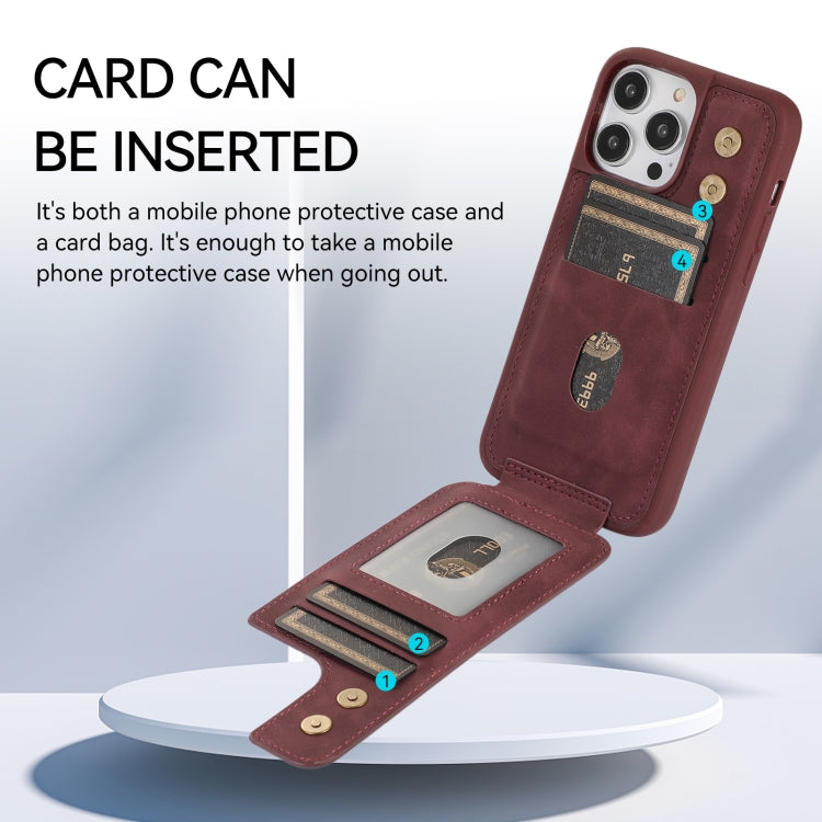 For iPhone 14 Pro Max Armor Ring Wallet Back Cover Phone Case