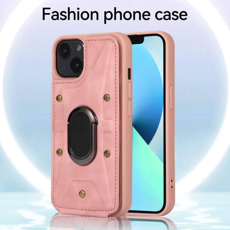 For iPhone 13 Armor Ring Wallet Back Cover Phone Case