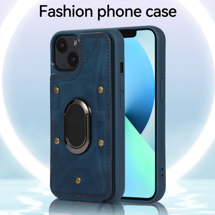 For iPhone 13 Armor Ring Wallet Back Cover Phone Case