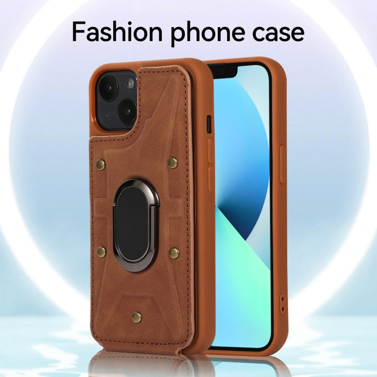 For iPhone 13 Armor Ring Wallet Back Cover Phone Case
