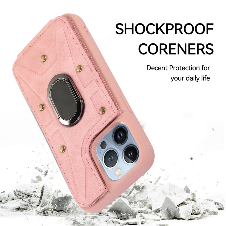 For iPhone 13 Pro Armor Ring Wallet Back Cover Phone Case