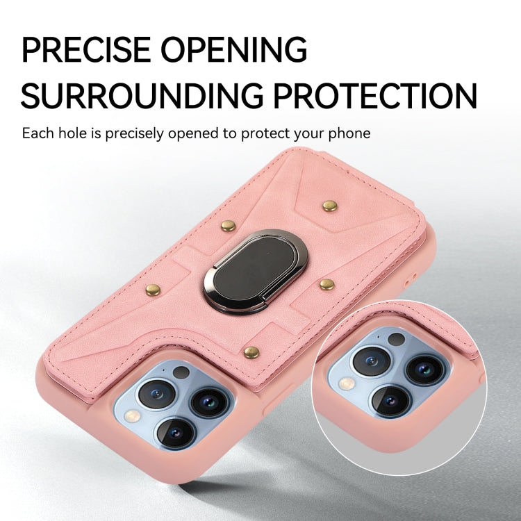 For iPhone 13 Pro Armor Ring Wallet Back Cover Phone Case