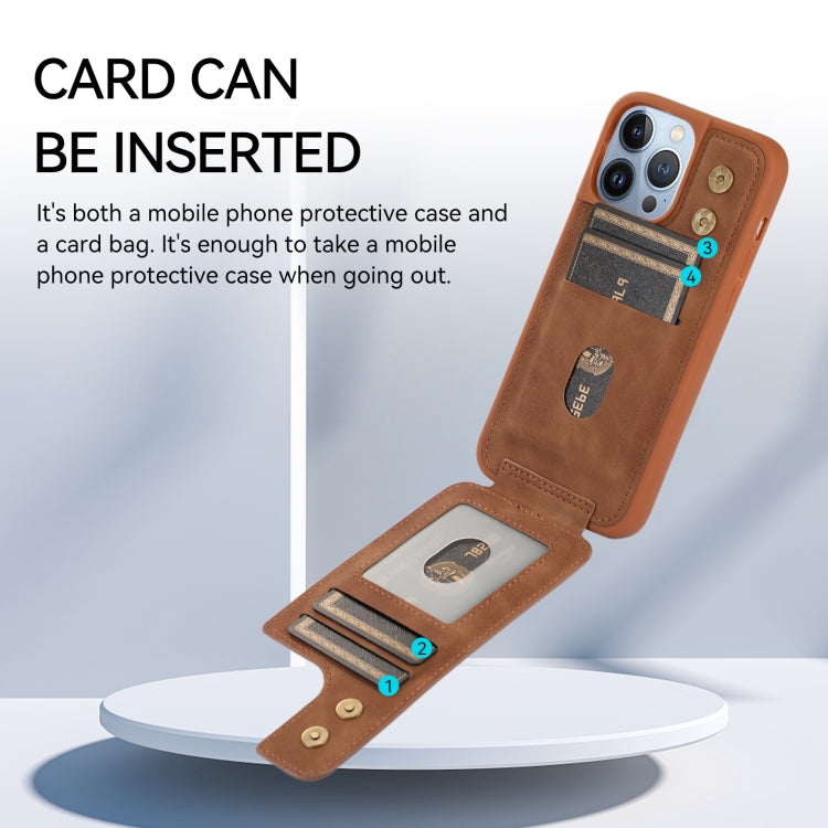 For iPhone 13 Pro Armor Ring Wallet Back Cover Phone Case