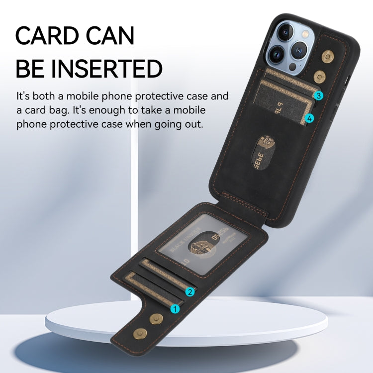 For iPhone 13 Pro Max Armor Ring Wallet Back Cover Phone Case