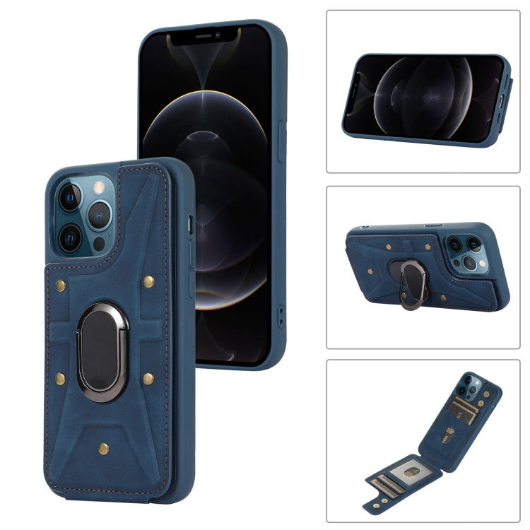 For iPhone 12 / 12 Pro Armor Ring Wallet Back Cover Phone Case