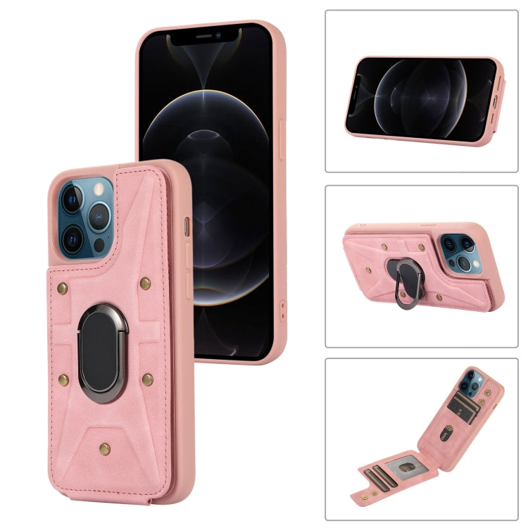 For iPhone 12 Pro Max Armor Ring Wallet Back Cover Phone Case